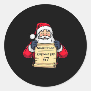 Grappige Kerstman Stoute Lijst Kinderen Die 67 Ker Ronde Sticker