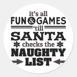 Grappige Kerstman Stoute Lijst Sticker