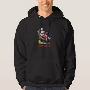 Grappige Kerstman Strand Kerstverlichting Hoodie