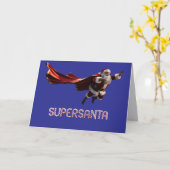 Grappige Kerstman Superheld Kerstkaart Kaart (Gele Bloem)