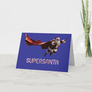 Grappige Kerstman Superheld Kerstkaart Kaart