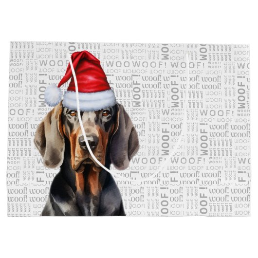 Grappige Kerstman Tan en Black Coonhound Lover Groot Cadeauzakje (Achterkant)