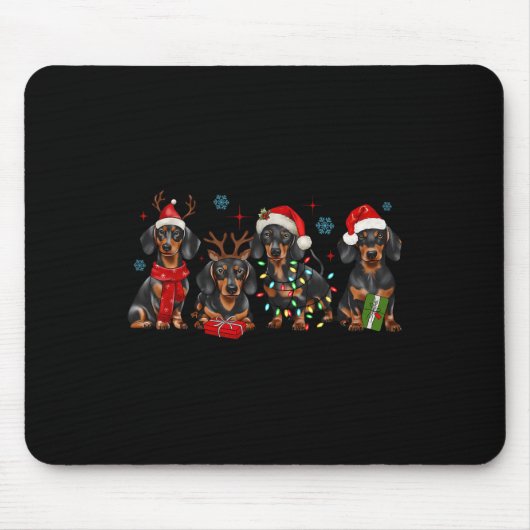 Grappige Kerstman Teckel Kerstman Teckel Hondenlie Muismat (Voorkant)