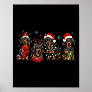 Grappige Kerstman Teckel Kerstman Teckel Hondenlie Poster