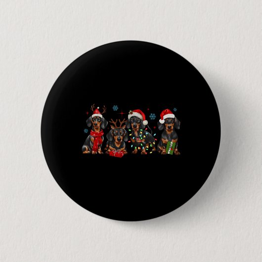 Grappige Kerstman Teckel Kerstman Teckel Hondenlie Ronde Button 5,7 Cm (Voorkant)