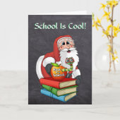 Grappige Kerstman terug naar school Aanmoediging Kaart (Gele Bloem)