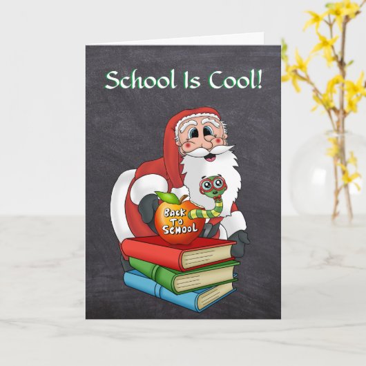 Grappige Kerstman terug naar school Aanmoediging Kaart (Gele Bloem)