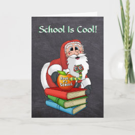 Grappige Kerstman terug naar school Aanmoediging Kaart