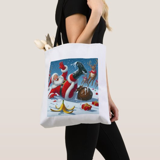 grappige kerstman tote bag (Dichtbij)