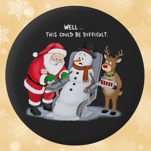 Grappige Kerstman Trekt Bloed Flebotomist Ronde Button 5,7 Cm