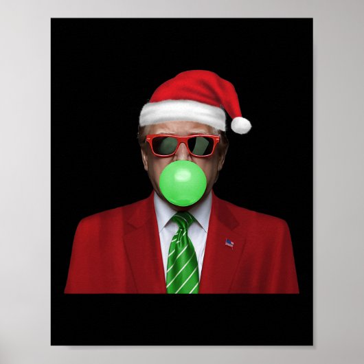 Grappige Kerstman Trump Bubble Gum Maakt Kerstmis Poster (Voorkant)