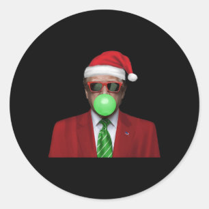 Grappige Kerstman Trump Bubble Gum Maakt Kerstmis Ronde Sticker