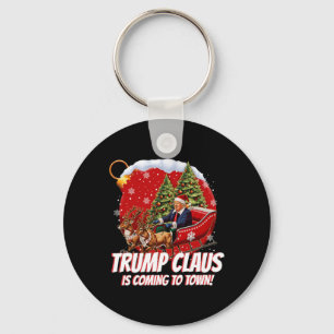 Grappige Kerstman Trump Claus komt naar stad Merry Sleutelhanger