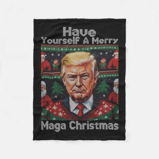 Grappige Kerstman Trump, heb jezelf een vrolijk ke Fleece Deken (Voorkant)