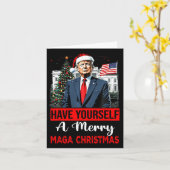 Grappige Kerstman Trump, heb jezelf een vrolijk ke Kaart (Gele Bloem)