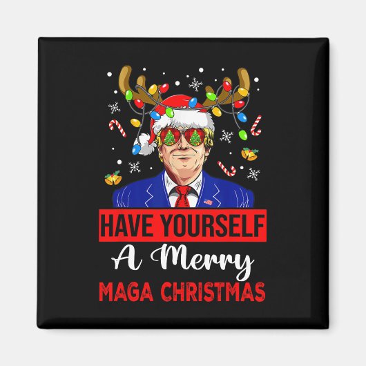 Grappige Kerstman Trump, heb jezelf een vrolijk ke Magneet (Voorkant)
