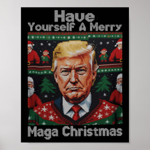 Grappige Kerstman Trump, heb jezelf een vrolijk ke Poster