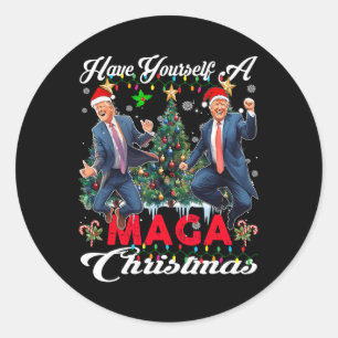 Grappige Kerstman Trump, heb jezelf een vrolijk ke Ronde Sticker