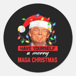 Grappige Kerstman Trump, heb jezelf een vrolijk ke Ronde Sticker