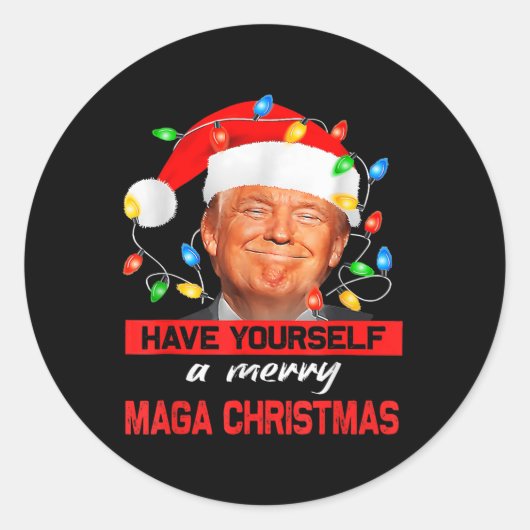 Grappige Kerstman Trump, heb jezelf een vrolijk ke Ronde Sticker (Voorkant)