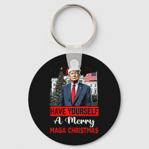 Grappige Kerstman Trump, heb jezelf een vrolijk ke Sleutelhanger