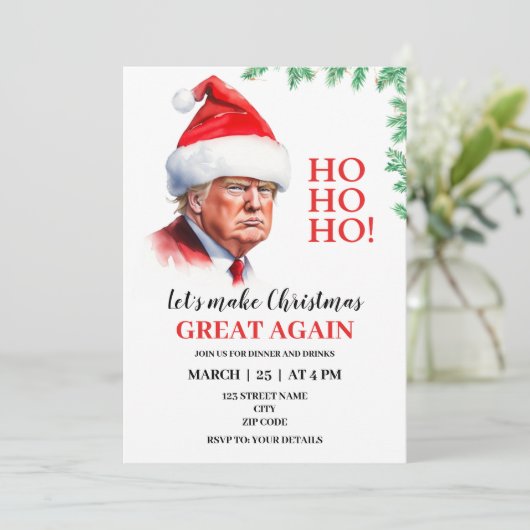 Grappige Kerstman Trump Kerstuitnodiging Kaart (Staand voorkant)