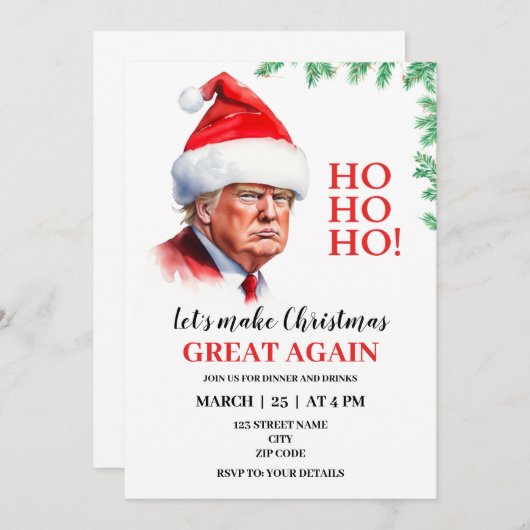 Grappige Kerstman Trump Kerstuitnodiging Kaart (Voorkant / Achterkant)