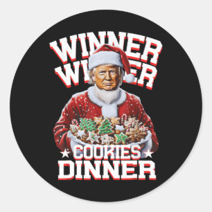 Grappige Kerstman Trump Kerstwinnaar Cookies Ronde Sticker