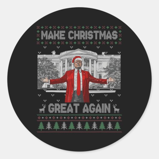 Grappige kerstman Trump maakt kerst weer lelijk Ronde Sticker (Voorkant)