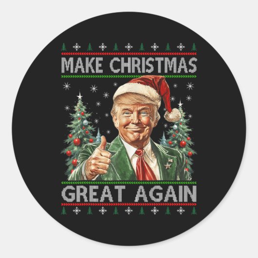 Grappige kerstman Trump maakt kerst weer lelijk Ronde Sticker (Voorkant)