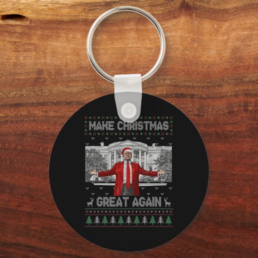 Grappige kerstman Trump maakt kerst weer lelijk Sleutelhanger (Voorkant)