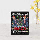 Grappige Kerstman Trump Prettig Kerstfeest Mega Ch Kaart (Gele Bloem)