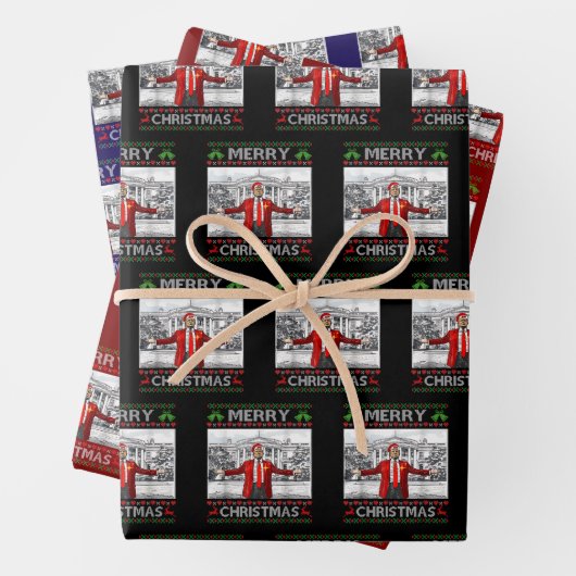 Grappige Kerstman Trump Vrolijke Kerst Lelijke Ker Inpakpapier Vel (In situ)