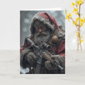 Grappige Kerstman Tweede Amendement Op Maat Kerstm Kaart (Gele Bloem)