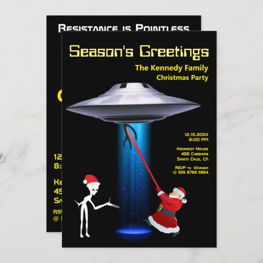 Grappige Kerstman 🎅🛸 UFO Kerstfeest Feestdagenkaart (Voorkant / Achterkant)