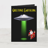 Grappige Kerstman 🎅🛸 UFO Kerstkaart Bedankkaart (Voorkant)