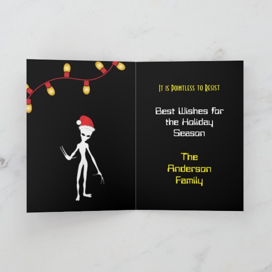 Grappige Kerstman 🎅🛸 UFO Kerstkaart Bedankkaart (Binnen)