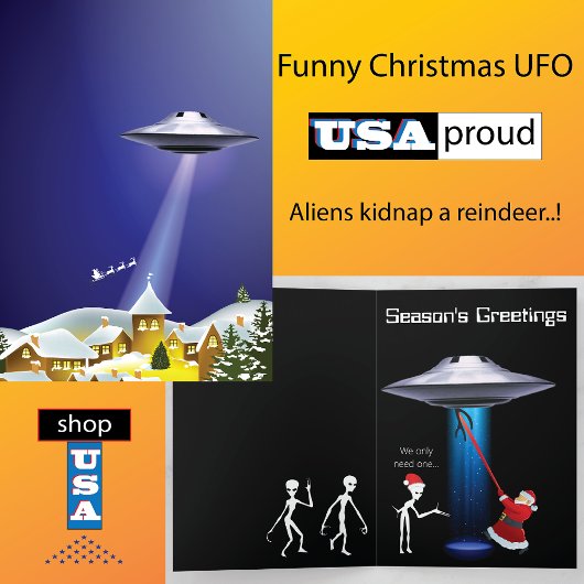 Grappige Kerstman 🎅🛸 UFO Kerstmis Feestdagen Kaart
