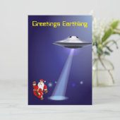 Grappige Kerstman 🎅🛸 UFO Kerstmis Kaart (Staand voorkant)