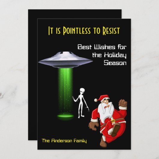 Grappige Kerstman 🎅🛸 UFO Kerstmis Kaart (Voorkant / Achterkant)