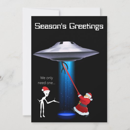 Grappige Kerstman 🎅🛸 UFO Kerstmis Kaart (Voorkant)