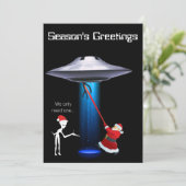 Grappige Kerstman 🎅🛸 UFO Kerstmis Kaart (Staand voorkant)
