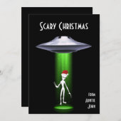 Grappige Kerstman 🎅🛸 UFO Kerstmis Kaart (Voorkant / Achterkant)
