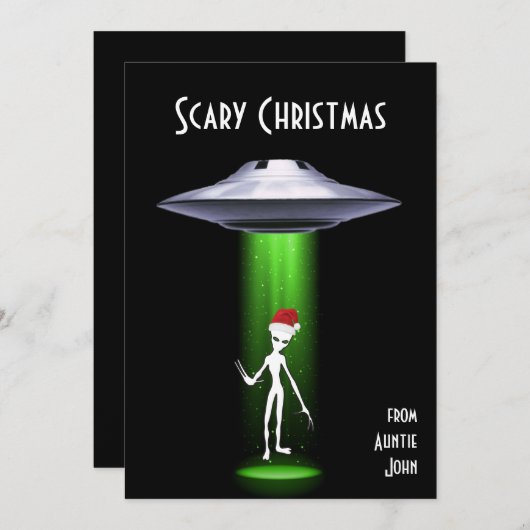 Grappige Kerstman 🎅🛸 UFO Kerstmis Kaart (Voorkant / Achterkant)