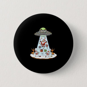 Grappige Kerstman Ufo Levering Gelukkige Rendier S Ronde Button 5,7 Cm