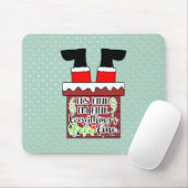 Grappige Kerstman Vastgelopen In Schoorsteen Kerst Muismat (Met muis)