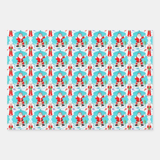 Grappige Kerstman verrast bij Mrs Claus Fish Inpakpapier Vel (Voorkant 2)