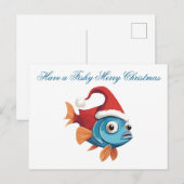 Grappige Kerstman Vis Feestdagenkaart (Voorkant / Achterkant)