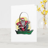 Grappige Kerstman Vissen Kerstvis Cadeau Kaart (Gele Bloem)