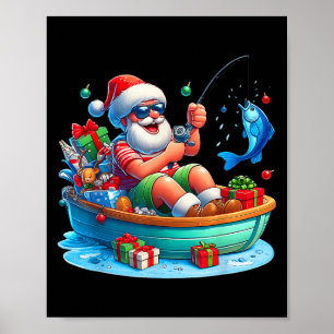 Grappige kerstman Vist kerst in het strand van jul Poster